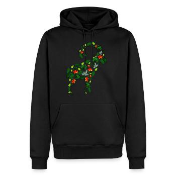 Bouquetin en feuilles - Sweat à capuche Premium bio Homme - noir - Devant - Nico (187cm)