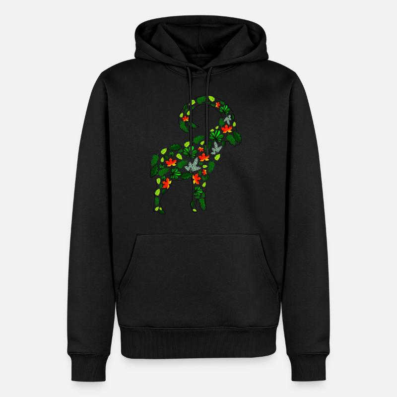 Steinbock-Blätter - Männer Premium Bio Hoodie - Schwarz