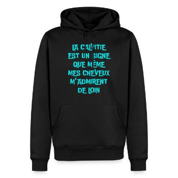 la calvitie est un signe - Sweat à capuche Premium bio Homme - noir - Devant - Nico (187cm)