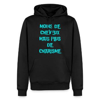 moins de cheveux, plus de charisme - Sweat à capuche Premium bio Homme - noir - Devant - Nico (187cm)