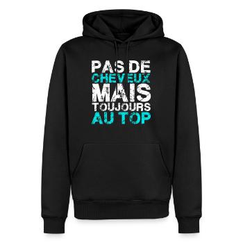 pas de cheveux mais toujours au top. - Sweat à capuche Premium bio Homme - noir - Devant - Nico (187cm)