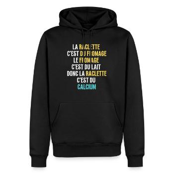 La Raclette c'est du fromage - Sweat à capuche Premium bio Homme - noir - Devant - Nico (187cm)