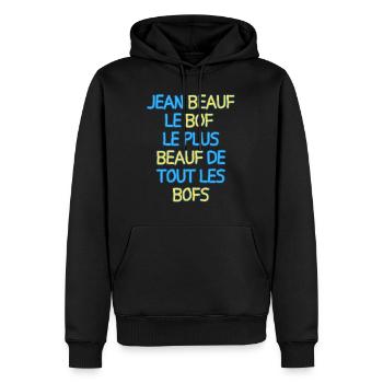 Jean Beauf le bof plus beauf de tous les bofs - Sweat à capuche Premium bio Homme - noir - Devant - Nico (187cm)