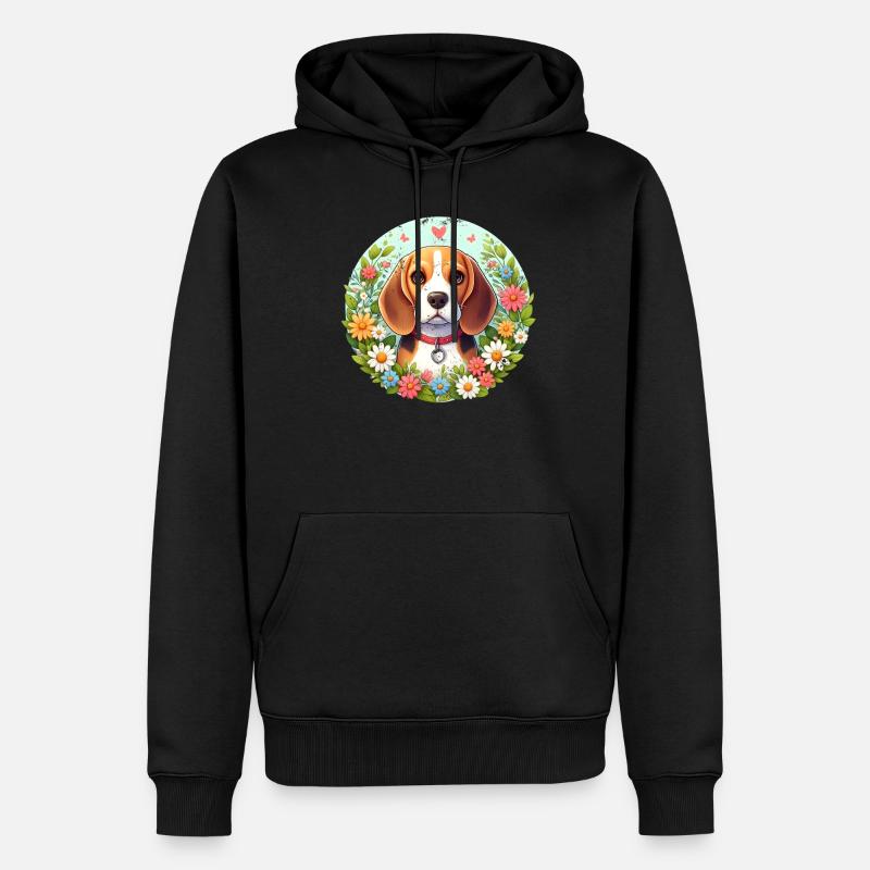Fleurs de beagle - Sweat à capuche Premium bio Homme - noir