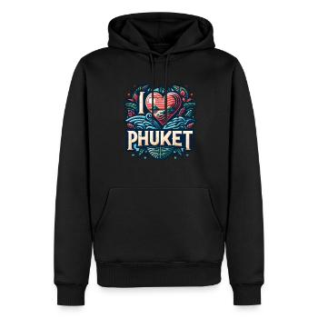 I love Phuket - Men’s Premium Organic Hoodie - black - Front - Nico (187cm)
