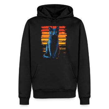 Russisch Blau Katze Vintage Portrait Silhouette - Männer Premium Bio Hoodie - Schwarz - Vorne - Nico (187cm)