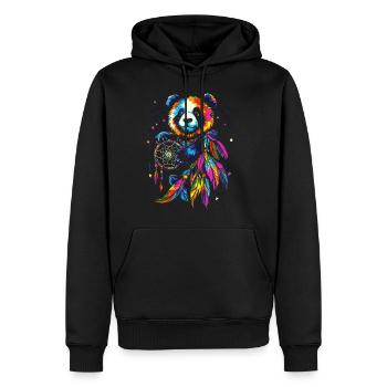 Panda with Dream Catcher - Men’s Premium Organic Hoodie - black - Front - Nico (187cm)