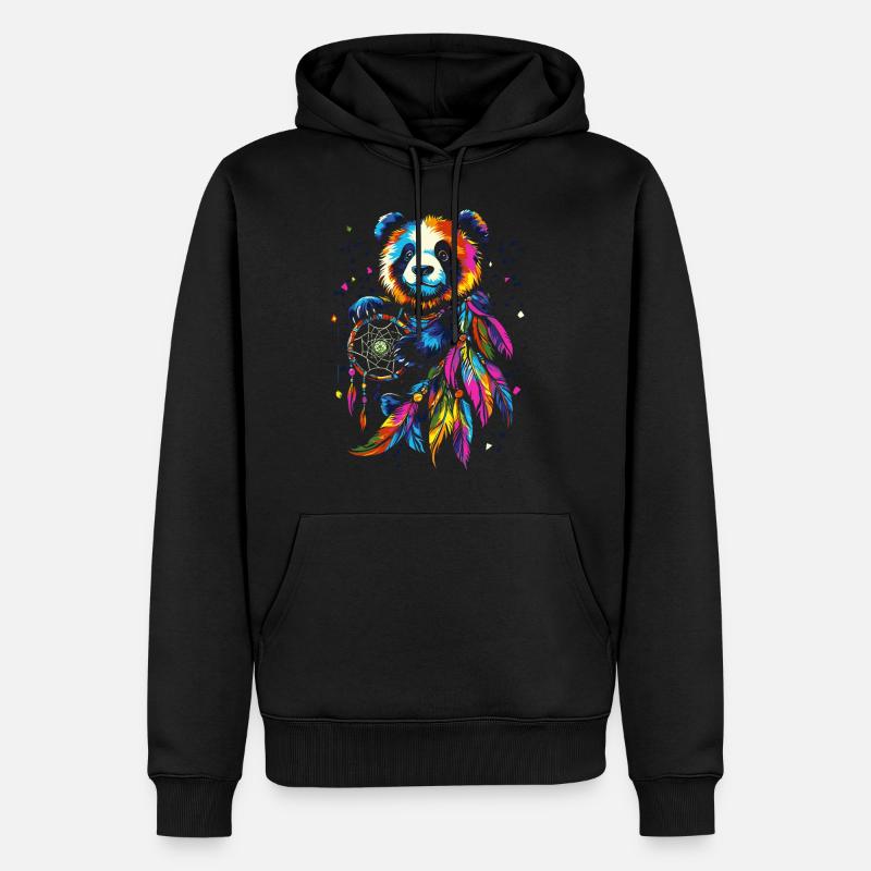 Panda avec attrape-rêves - Sweat à capuche Premium bio Homme - noir