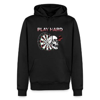 Funny Dart Discs Competition Darts - Men’s Premium Organic Hoodie - black - Front - Nico (187cm)