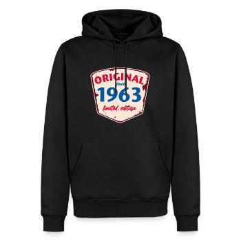 1963 Blechschild - limeted edition - Vintage - Männer Premium Bio Hoodie - Schwarz - Vorne - Nico (187cm)