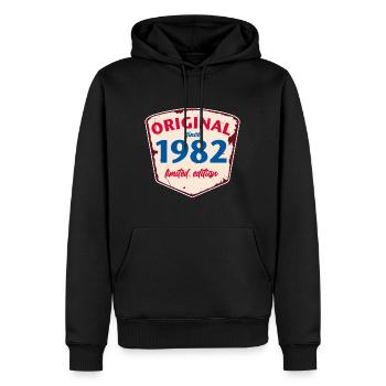 1982 Blechschild - limeted edition - Vintage - Männer Premium Bio Hoodie - Schwarz - Vorne - Nico (187cm)