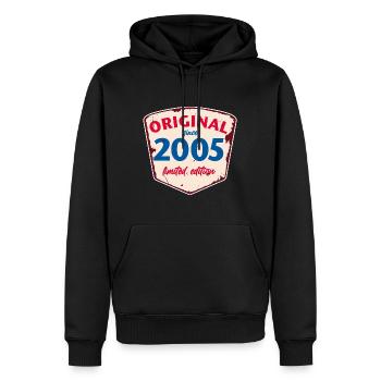 2005 Blechschild - limeted edition - Vintage - Männer Premium Bio Hoodie - Schwarz - Vorne - Nico (187cm)