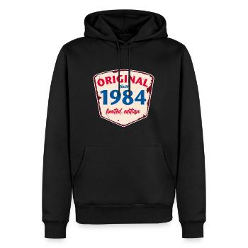 1984 Blechschild - limeted edition - Vintage - Männer Premium Bio Hoodie - Schwarz - Vorne - Nico (187cm)