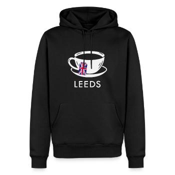Leeds Tea Cup UK Flag Teabag - Men’s Premium Organic Hoodie - black - Front - Nico (187cm)