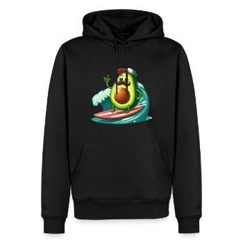 Surfing avocado with mustache - Men’s Premium Organic Hoodie - black - Front - Nico (187cm)