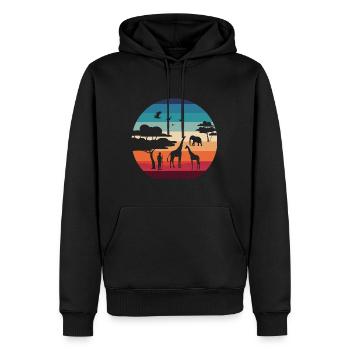 Paysage africain - Sweat à capuche Premium bio Homme - noir - Devant - Nico (187cm)