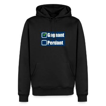 Gagnant - Sweat à capuche Premium bio Homme - noir - Devant - Nico (187cm)