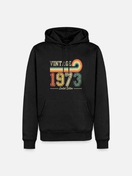 1973 geboren vintage retro vintage verjaardag - Mannen Premium Bio hoodie - zwart