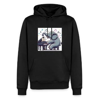 Éléphant au piano - Sweat à capuche Premium bio Homme - noir - Devant - Nico (187cm)