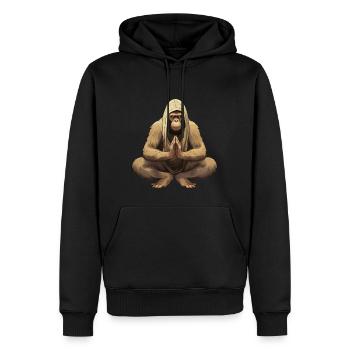 Monkey Yoga / Yogi Monkey - Sweat à capuche Premium bio Homme - noir - Devant - Nico (187cm)