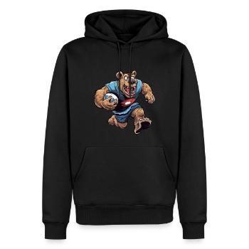 Bären Rugbyspieler - Männer Premium Bio Hoodie - Schwarz - Vorne - Nico (187cm)