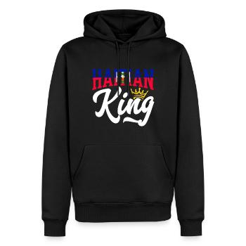 Haïti Roi Haïti Haïti Drapeau - Sweat à capuche Premium bio Homme - noir - Devant - Nico (187cm)
