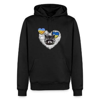 UKRAINE waschbär "the cherson raccoon-platoon" - Männer Premium Bio Hoodie - Schwarz - Vorne - Nico (187cm)