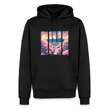 Route des cerisiers japonais en fleurs - Sweat à capuche Premium bio Homme - noir - Devant - Nico (187cm)
