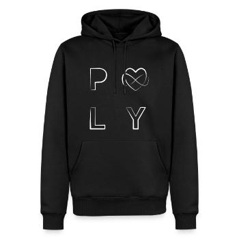 polyamory mit Herz in weiß - Männer Premium Bio Hoodie - Schwarz - Vorne - Nico (187cm)