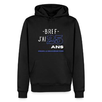 50 ans homme humour cadeau 25 ans pour la 2e fois - Sweat à capuche Premium bio Homme - noir - Devant - Nico (187cm)