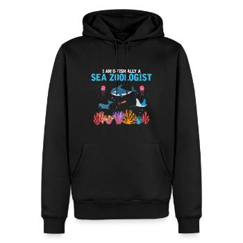 Zooologiste marin officiel Zooologie Mer - Sweat à capuche Premium bio Homme - noir - Devant - Nico (187cm)