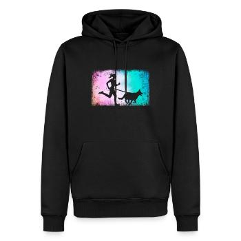Canicross Runner Cross Country Canicross Filles - Sweat à capuche Premium bio Homme - noir - Devant - Nico (187cm)