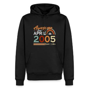 Avril 2005 vintage vintage retro anniversaire - Sweat à capuche Premium bio Homme - noir - Devant - Nico (187cm)