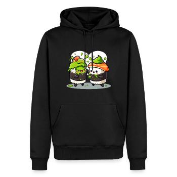 Kawaii Sushi mit Wasabi - Männer Premium Bio Hoodie - Schwarz - Vorne - Nico (187cm)