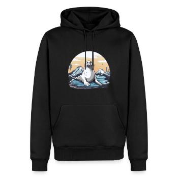 Mignon phoque lion de mer animal marin océan - Sweat à capuche Premium bio Homme - noir - Devant - Nico (187cm)