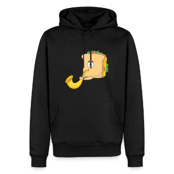 Saxophonist Saxophone Cheese Music Musicians - Men’s Premium Organic Hoodie - black - Front - Nico (187cm)