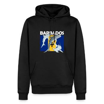 Drapeau de la Barbade Requin tigre Requin marteau - Sweat à capuche Premium bio Homme - noir - Devant - Nico (187cm)