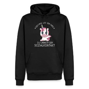 Geh us dem Weg unnötiger Sozialkontakt Einhorn - Männer Premium Bio Hoodie - Schwarz - Vorne - Nico (187cm)
