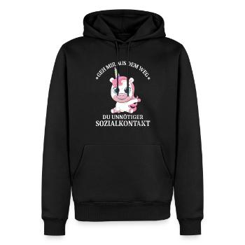 Geh us dem Weg unnötiger Sozialkontakt Einhorn - Männer Premium Bio Hoodie - Schwarz - Vorne - Nico (187cm)