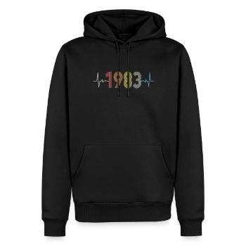 Heartbeat Retro Birthday Vintage 1983 Vintage - Men’s Premium Organic Hoodie - black - Front - Nico (187cm)