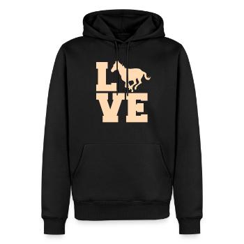 Amoureux des chevaux Équitation Cavalière fille - Sweat à capuche Premium bio Homme - noir - Devant - Nico (187cm)