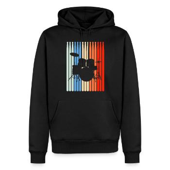 Drums Retro Drumset Drumsticks - Men’s Premium Organic Hoodie - black - Front - Nico (187cm)