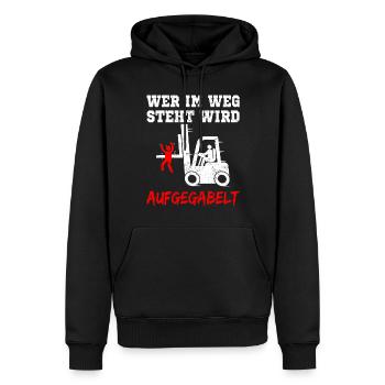 Lustiger Staplerfahrer Stapler Gabelstapler Fahrer - Männer Premium Bio Hoodie - Schwarz - Vorne - Nico (187cm)