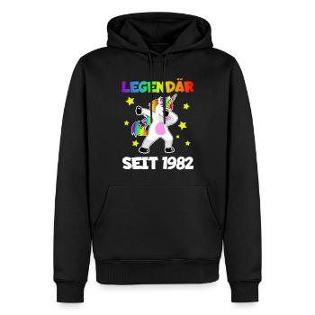 Legendär seit 1982 Einhorn 40. Geburtstag - Männer Premium Bio Hoodie - Schwarz - Vorne - Nico (187cm)