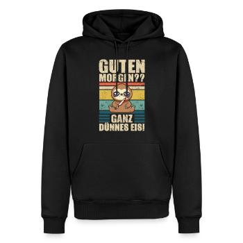 Bonjour Très mince paresseux de glace - Sweat à capuche Premium bio Homme - noir - Devant - Nico (187cm)