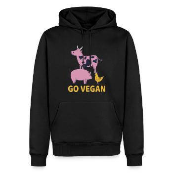 Go Vegan Veganer Kuh Schwein Huhn Vegetarier - Männer Premium Bio Hoodie - Schwarz - Vorne - Nico (187cm)