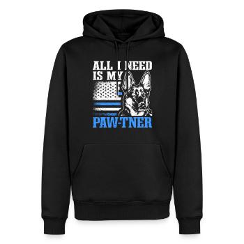 Policier Chien Policier - Sweat à capuche Premium bio Homme - noir - Devant - Nico (187cm)