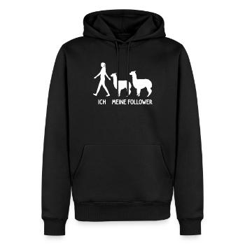 Ich Meine Follower Alpaka Liebhaber Lama Lover - Männer Premium Bio Hoodie - Schwarz - Vorne - Nico (187cm)