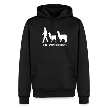 Ich Meine Follower Alpaka Liebhaber Lama Lover - Männer Premium Bio Hoodie - Schwarz - Vorne - Nico (187cm)