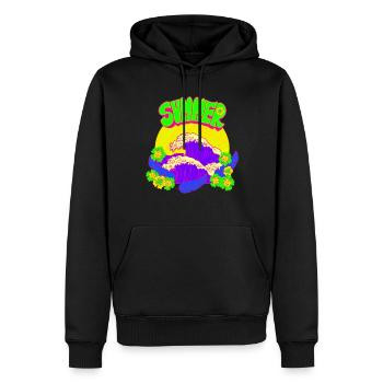 Waves Summer Flowers Sea Sunset Feathers - Men’s Premium Organic Hoodie - black - Front - Nico (187cm)
